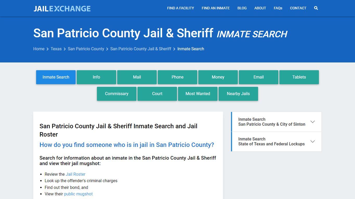 San Patricio County Jail & Sheriff Inmate Search - Jail Exchange
